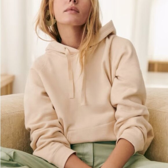 Sezane Lexi Sweatshirt Cream Hoodie Organic Cotton Size Medium French Minimalist - Picture 16 of 16